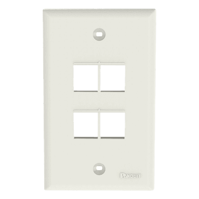 Placa de Pared Vertical / 4 Puertos Keystone / ABS / Blanco Mate / 69.8 x 114.3 mm / 2.75 x 4.5 pulg. / RoHS NK4FNIW PANDUIT