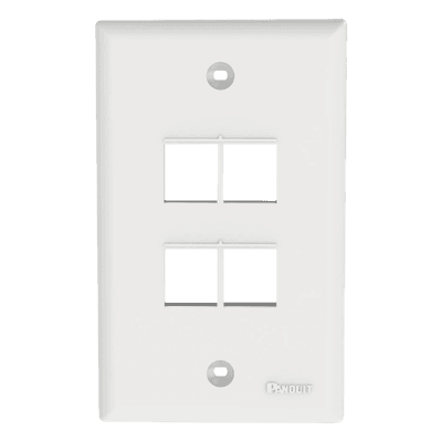 Placa de Pared Vertical / 4 Puertos Keystone / Montaje Vertical / 69.8 x 114.3 mm / 2.75 x 4.5 pulg. / ABS / Blanco NK4FNWH PANDUIT