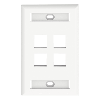 Placa de Pared Vertical / 4 Puertos Keystone / 69.8 x 114.3 mm / 2.75 x 4.5 pulg. / Con Etiquetas / Blanco NK4FWHY PANDUIT