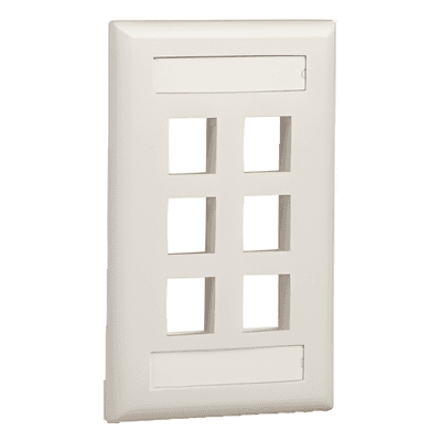 Placa de Pared Vertical / 6 Puertos Keystone / ABS / 69.8 x 114.3 mm / 2.75 x 4.5 pulg. / RoHS / Blanco NK6FWHY PANDUIT