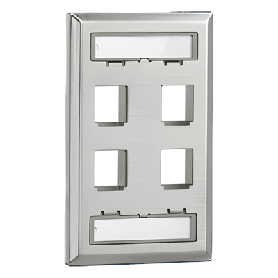 Placa de Pared Vertical / 4 Puertos Keystone / Acero Inoxidable / Etiquetas Integradas / Montaje Vertical / 0.33 ft x 0.33 ft NKF4S PANDUIT
