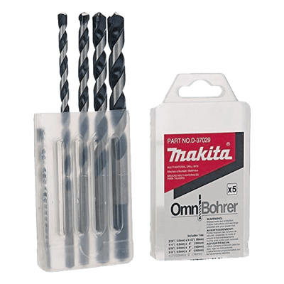 Juego de Brocas para Concreto / 5 Piezas / 3/16 a 1/2 pulg / Punta Carburo de Tungsteno / 3.5 a 6 pulg (89 a 152 mm) D-37029 MAKITA