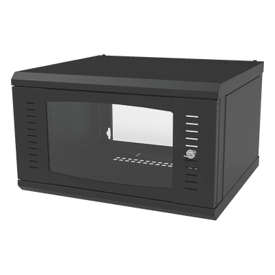 Gabinete para Montaje en Pared, con Puerta de Cristal Templado, Cuerpo Fijo, con 6 Unidades de Rack, de 19in, Fabricado en Acero SR-1906-GFP LINKEDPRO BY EPCOM