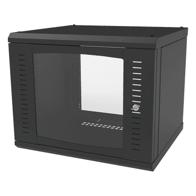 Gabinete para Montaje en Pared Fijo, con 9 Unidades de Rack, de 19in, Puerta de Cristal Templado, Fabricado en Acero SR-1909-GFP LINKEDPRO BY EPCOM