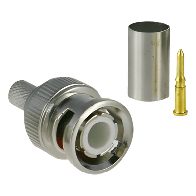 Conector BNC Macho / 75 Ohm / 3 Piezas en Línea / Anillo Plegable / RG-59/U / CCTV / Níquel-Oro-PTFE TT-RG-91 EPCOM TITANIUM