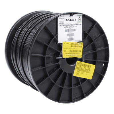 Bobina Cat5e UTP / 305m (1000 pies) / Gel para Exterior / 24 AWG / Negro / -20°C a 75°C 66-44-64/1000 CONDUMEX