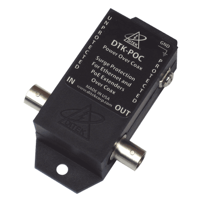 Protector Coaxial PoE / BNC Hembra / 75 Ohms / Ethernet 10/100 / 2.2 x 3.2 x 1.0 pulgadas / Contactos Secos DTKPOC DITEK