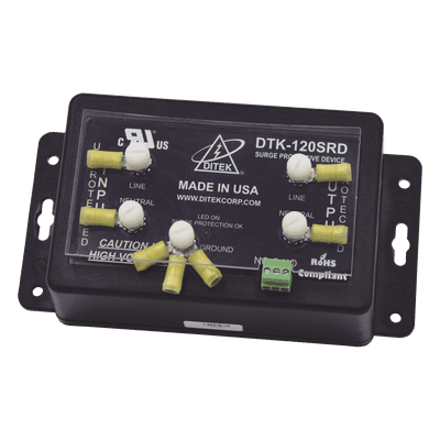 Protector de sobretensión / 120 VCA / 20 A / IP65 / Contacto seco Forma C / EMI-RFI / 6.87 x 3.5 x 2.5 pulgadas DTK-120SRD DITEK