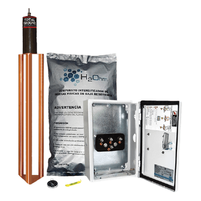 Kit de puesta a tierra / 45 A / Resistencia <2 ohm / Electrodo cobre electrolítico / Filtro LCR / Compuesto H2Ohm / Gabinete NEMA 4 TG-45K TOTAL GROUND