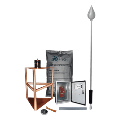 Kit de Pararrayos / 200 m Diámetro de Protección / 656 pies Alcance / 95% Eficiencia de Captura / 1.2 m Mástil de Aluminio KDA-03 TOTAL GROUND