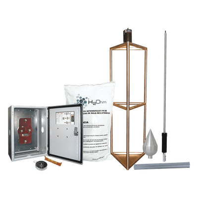 Kit de Protección Contra Rayos / 300 m (984.3 ft) de Diámetro de Protección / Punta Captadora con 95% de Reducción de Caída / Mástil de Aluminio 1.2 m (3.9 ft) / Electrodo 1000 A / Sistema Externo e Interno Combinado KDA-05 TOTAL GROUND