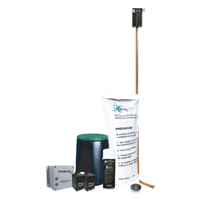 Kit de Puesta a Tierra / Resistencia < 2 Ohm / Electrodo Cobre Electrolítico / Compuesto Orgánico 5 kg / Supresor de Pico SOHO / Acoplador LCR 15 A / Conectores RJ45 KIT-MASTER-SOHO TOTAL GROUND