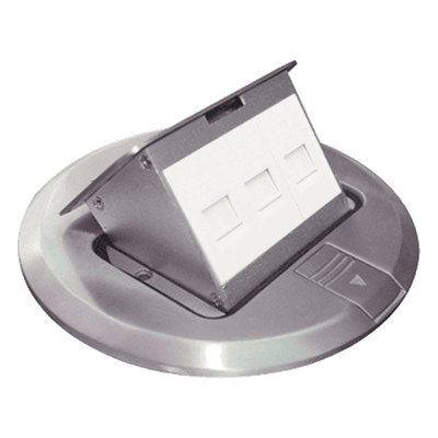 Mini Caja de Piso Redonda / Acero Inoxidable / 3 Puertos Keystone / Cat5e-Cat6 / 0.829 kg TH-MCPD-A THORSMAN