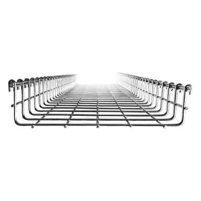 Charola Tipo Malla / Ancho 250 mm (9.8 in) / Peralte 66 mm / Tramo 3 m (9.8 ft) / Electro Zinc 15-20 micras / Capacidad 263 Cables Cat6 MG-50-434EZ CHAROFIL