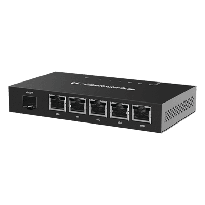 Router Gigabit / 5 Puertos RJ45 + 1 Puerto SFP / Dual-Core 880 MHz / 256 MB DDR3 / EdgeOS / -10°C a 45°C / 4.66 x 2.46 x 0.75 in ER-X-SFP UBIQUITI