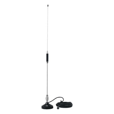 Antena Móvil CB / Banda Civil 26.960 - 27.400 MHz / Acero Inoxidable / Base Magnética / Cable RG58 5 m / 61 cm (24 in) 703 TRAM