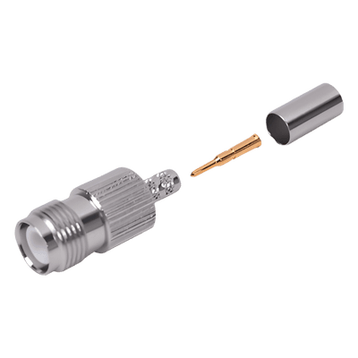 Conector Coaxial TNC / Hembra Inverso / Anillo Plegable / Para Cable RG-142/U / Contacto Oro 50 μm / Aislante Teflón RP-1216-C1 RF INDUSTRIES,LTD