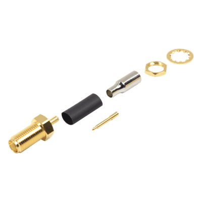 Conector SMA Hembra Inverso / Chasis D-Plano / Anillo Plegable RG-316 / Cuerpo Niquelado / Contacto Plateado