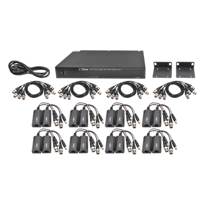 Kit de 16 canales para transmisión de ALIMENTACION (NO SOPORTA COAXITRON)( de 36 Vcc a 12 Vcc) y video (HD-TVI) a distancias de hasta 250 m. KIT-TT-16-PV-TURBO EPCOM TITANIUM