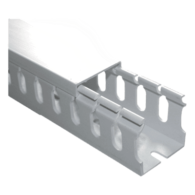 Canaleta ranurada con tapa blanca, de PVC auto extinguible, 40 x 40 x tramo 2m. TMR-40 THORSMAN