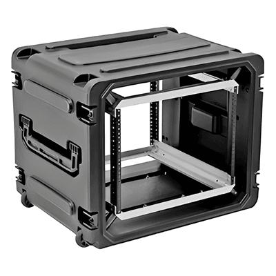 Gabinete Móvil con Amortiguador / Rack 19" / 8U / Ruedas Integradas / Resistente a Golpes y Agua / Pestillos Antipolvo 3SKB-R08U20W SKB