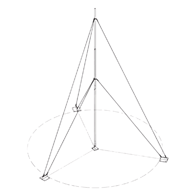 Mástil Telescópico / 15 m (49.2 ft) / 5 Secciones / Base Galvanizada / Capacidad 5 kg / Kit de Instalación KIT-SLM-15 SYSCOM TOWERS