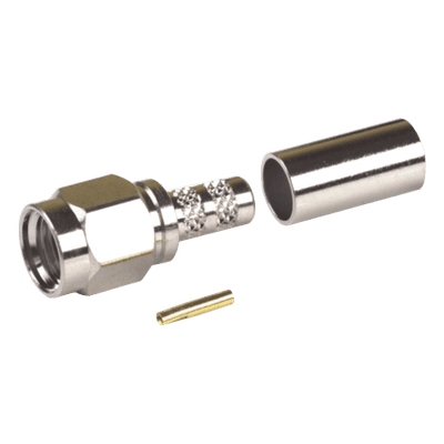 Conector SMA Macho Inverso, de Anillo Plegable para RG-58/U, Niquel /Oro /Teflón. RP-3000-C RF INDUSTRIES,LTD