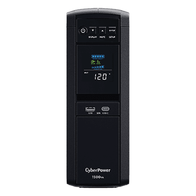 UPS de 1500 VA/900 W, Topología Línea Interactiva, Entrada 120 Vca NEMA 5-15P, Onda Senoidal Pura, Tipo Torre, Con 10 Tomas NEMA 5-15R CP1500PFCLCD CYBERPOWER