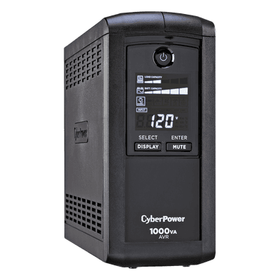 UPS de 1000 VA/600 W, Topología Línea Interactiva, Entrada 120 Vca NEMA 5-15P, Tipo Mini Torre, Con 9 Tomas NEMA 5-15R CP1000AVRLCD CYBERPOWER
