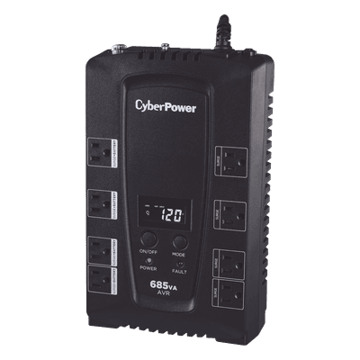 UPS de 685 VA/390 W, Topología Línea Interactiva, Entrada 120 Vca NEMA 5-15P, Tipo Gabinete Compacto, Con 8 Tomas NEMA 5-15R CP685AVRLCD CYBERPOWER