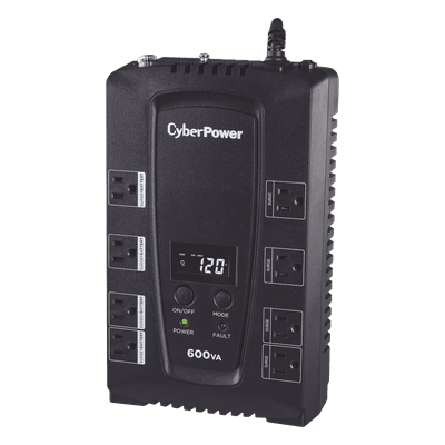 UPS de 600 VA/340 W, Topología Standby, Entrada 120 Vca NEMA 5-15P, Tipo Gabinete Compacto, Con 8 Tomas NEMA 5-15R CP600LCD CYBERPOWER