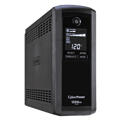 UPS de 1350 VA/815 W, Topología Línea Interactiva, Entrada 120 Vca NEMA 5-15P, Tipo Mini Torre, Con 10 Tomas NEMA 5-15R CP1350AVRLCD CYBERPOWER