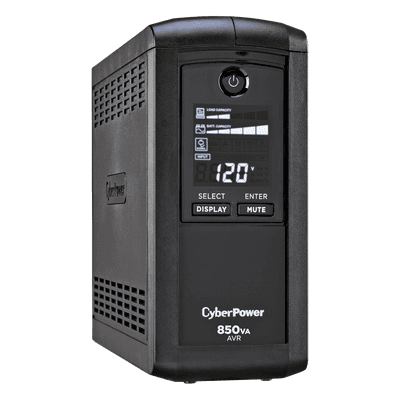 UPS de 850 VA/510 W, Topología Línea Interactiva, Entrada 120 Vca NEMA 5-15P, Tipo Mini Torre, Con 9 Tomas NEMA 5-15R CP850AVRLCD CYBERPOWER