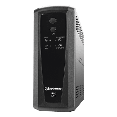 UPS de 1500 VA/900 W, Topología Línea Interactiva, Entrada 120 Vca NEMA 5-15P, Tipo Torre, Con 8 Tomas NEMA 5-15R CP1500AVRT CYBERPOWER
