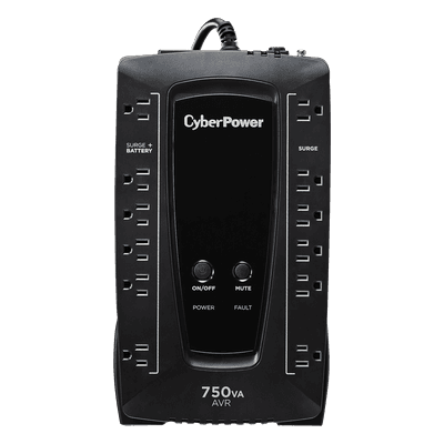 UPS de 750 VA/450 W, Topología Línea Interactiva, Entrada 120 Vca NEMA 5-15P, Tipo Gabinete Compacto, Con 12 Tomas NEMA 5-15R AVRG750U CYBERPOWER
