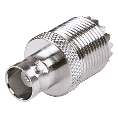 Adaptador en Línea / UHF Hembra SO-239 a BNC Hembra / 50 Ohm / Níquel-Plateado / Delrin RFU-545 RF INDUSTRIES,LTD