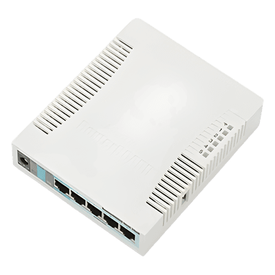 RouterBoard, 5 Puertos Gigabit Ethernet, 1 Puerto USB, WiFi 2.4 GHz 802.11b/g/n, Antena de 2.5 dbi hasta 1W de potencia RB951G-2HND MIKROTIK