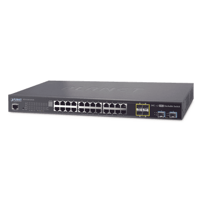 Switch de Acceso Stack Capa 2+ de 24 puertos + 4 compartidos TP/SFP + 2 Puertos 10G SFP+ Stack SGS-5220-24T2X PLANET