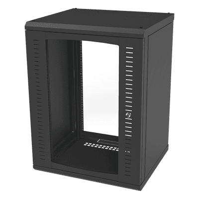 Gabinete para Montaje en Pared, Puerta de Cristal Templado, Cuerpo Fijo con Rack 19" de 16 Unidades SR-1916-GFP LINKEDPRO BY EPCOM