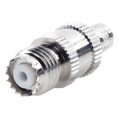 Conector Coaxial Mini-UHF / Hembra en Línea / Anillo Plegable / Para RG-8/X, LMR-240, Belden 9258 / Níquel/Plata/Teflón RFU-601-1X RF INDUSTRIES,LTD