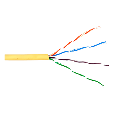 Bobina de Cable UTP Cat6 Riser / 305m (1000 pies) / Color Amarillo / UL CMR / Probado a 350 MHz / 23 AWG Cobre Sólido / -20°C a 75°C / CCTV, Datos, IP, RS485 6360-1102/1000 GENESIS