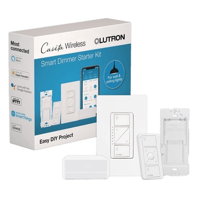 Kit de Inicio para Iluminación Inteligente / Control por App y Voz / Sin Cable Neutro / Hasta 150 W LED o 600 W Incandescente / Integración Alexa, Google y HomeKit / 120 V PBDGPKG1W LUTRON CASETA WIRELESS