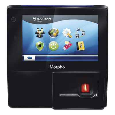 Lector de huella biométrico / Control de acceso y asistencia / IP65 / PoE / Pantalla táctil / 5000 usuarios / Mifare integrado 293-638-877 IDEMIA (MORPHO)