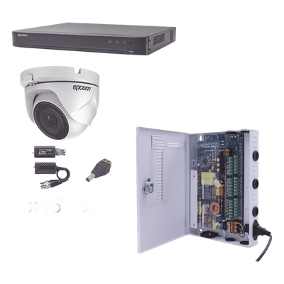 Kit Videovigilancia / DVR 16 Canales / 16 Cámaras Eyeball 1080p / IR 20 m (65.6 ft) / Fuente 16 Canales 20A / Transceptores UTP KEVTX8T16EW EPCOM PROFESSIONAL