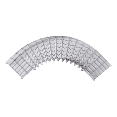 Curva Prefabricada Horizontal / 90° / Peralte 54 mm / Ancho 200 mm / Acabado Electrozincado 15-20 micras / Diseño Modular