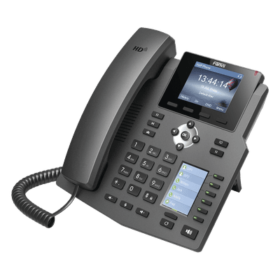 Teléfono IP empresarial para 4 líneas SIP con 2 pantallas LCD, 6 teclas BLF/DSS, conferencia de 3 vías, PoE X4 FANVIL