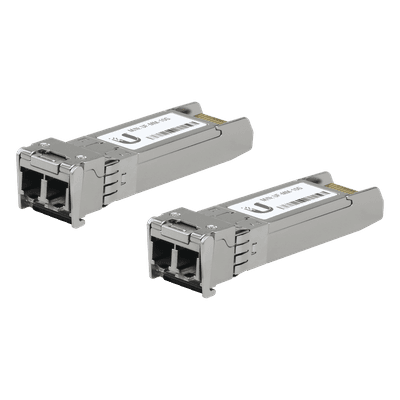 UFiber Módulo SFP+ 10G, transceptor MiniGibic MultiModo 10 Gbps, distancia 300m, conectores LC, paquete de 2 piezas UF-MM-10G UBIQUITI