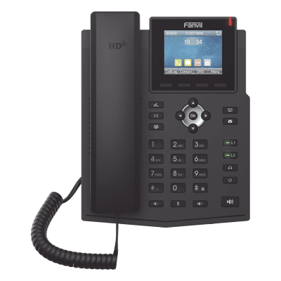 Teléfono IP empresarial para 4 líneas SIP con pantalla LCD de 2.8 pulgadas a color, puertos Gigabit, IPv6, Opus y conferencia de 3 vías, PoE X3SG FANVIL