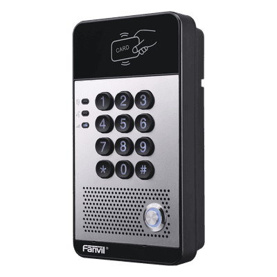 Audio Portero IP con 2 líneas SIP, relevador integrado, teclado numérico y lectora de tarjetas RFID para control de acceso, PoE I20S FANVIL