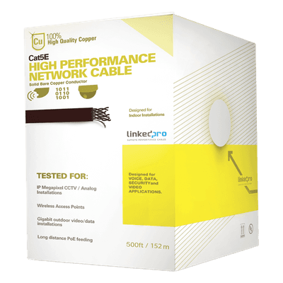 Cable UTP Cat5e / 24 AWG Cobre / 152.5 m (500 ft) / 100 MHz / PoE / Interior PRO-CAT-5E-W/500 LINKEDPRO BY EPCOM